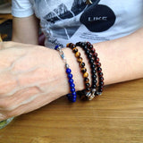 Mens Women Lapis Lazuli Sterling Silver Bracelet 925 Cross Beads DiyNotion Handmade BR498