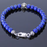 Mens Women Lapis Lazuli Sterling Silver Bracelet 925 Cross Beads DiyNotion Handmade BR498