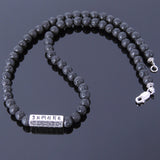 Men's Women Lava Rock Sterling Silver Necklace 925 Mantra Charm Clasp DiyNoion Handmade NK015