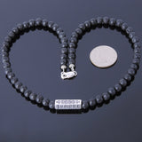 Men's Women Lava Rock Sterling Silver Necklace 925 Mantra Charm Clasp DiyNoion Handmade NK015