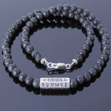 Men's Women Lava Rock Sterling Silver Necklace 925 Mantra Charm Clasp DiyNoion Handmade NK015
