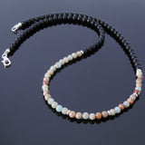 Men's Women Jasper Stone Matte Black Onyx Sterling Silver Necklace Gemstone 925 Spacers Clasp DiyNoion Handmade NK018