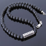 Men's Women Lava Rock Sterling Silver Necklace 925 Mantra Charm Clasp DiyNoion Handmade NK015