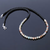 Men's Women Jasper Stone Matte Black Onyx Sterling Silver Necklace Gemstone 925 Spacers Clasp DiyNoion Handmade NK018