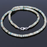 Men's Women Jasper Stone Sterling Silver Necklace Gemstone 925 Spacers Clasp DiyNoion Handmade NK025