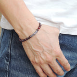 Men's Women Garnet Sterling Silver Bracelet AAA Gemstone 925 Cross Charm DiyNotion Handmade BR499