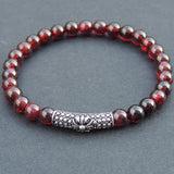 Men's Women Garnet Sterling Silver Bracelet AAA Gemstone 925 Cross Charm DiyNotion Handmade BR499