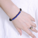 Mens Women Lapis Matte Black Onyx Sterling Silver Bracelet 925 Spacers DiyNotion Handmade BR500
