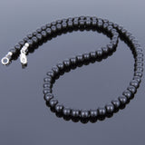 Men's Women Matte Black Onyx Sterling Silver Necklace Gemstone 925 Spacers Clasp DiyNotion Handmade NK030