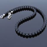 Men's Women Matte Black Onyx Sterling Silver Necklace Gemstone 925 Spacers Clasp DiyNotion Handmade NK034