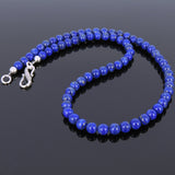Men's Women Lapis Lazuli Sterling Silver Necklace Gemstone 925 Spacers Clasp DiyNoion Handmade NK032