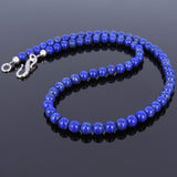 Men's Women Lapis Lazuli Sterling Silver Necklace Gemstone 925 Spacers Clasp DiyNoion Handmade NK032