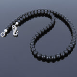 Men's Women Matte Black Onyx Sterling Silver Necklace Gemstone 925 Spacers Clasp DiyNotion Handmade NK034