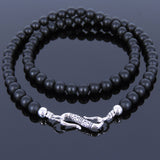 Men's Women Matte Black Onyx Sterling Silver Necklace Gemstone 925 Spacers Clasp DiyNotion Handmade NK034