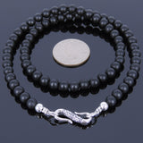 Men's Women Matte Black Onyx Sterling Silver Necklace Gemstone 925 Spacers Clasp DiyNotion Handmade NK034