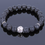 Lava Rock Tibetan Silver Bracelet Lotus Bead Yoga Mala for Men Women DiyNotion Handmade T071