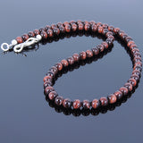 Men's Women Red Tiger Eye Sterling Silver Necklace Gemstone 925 Beads Clasp DiyNoion Handmade NK036