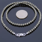 Men's Women Natural Pyrite Sterling Silver Necklace Gemstone 925 Beads Clasp DiyNoion Handmade NK037