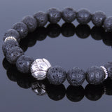 Lava Rock Tibetan Silver Bracelet Lotus Bead Yoga Mala for Men Women DiyNotion Handmade T071