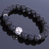 Lava Rock Tibetan Silver Bracelet Lotus Bead Yoga Mala for Men Women DiyNotion Handmade T071