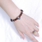 Men's Women Red Tiger Eye Sterling Silver Skull Bracelet 925 Cross Spacer DiyNotion Handmade BR506