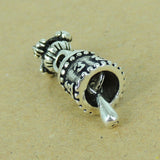 Sterling Silver Charm Vintage 925 Tibet Prayer Instrument Wheel Protection DIY WSP341 Wholesale: See Discount Coupons in Item Details
