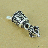 Sterling Silver Charm Vintage 925 Tibet Prayer Instrument Wheel Protection DIY WSP341 Wholesale: See Discount Coupons in Item Details