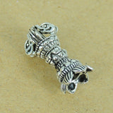 Sterling Silver Charm Vintage 925 Tibet Prayer Instrument Wheel Protection DIY WSP339 Wholesale: See Discount Coupons in Item Details