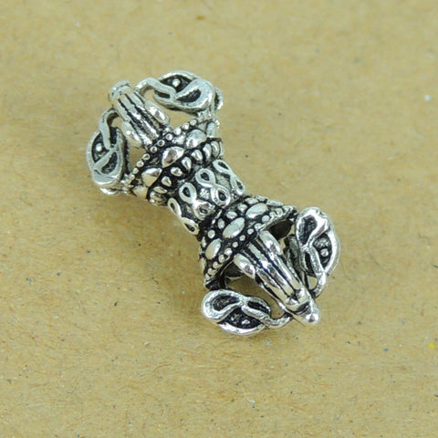 Sterling Silver Charm Vintage 925 Tibet Prayer Instrument Wheel Protection DIY WSP340 Wholesale: See Discount Coupons in Item Details