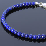 Men's Women Lapis Sterling Silver Bracelet 925 Bead & Clasp DiyNotion Handmade BR508