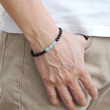 Men's Women Matte Black Onyx Aquamarine Sterling Silver Bracelet 925 Spacers & Clasp DiyNotion Handmade BR513