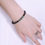 Men's Women Matte Black Onyx Malachite Sterling Silver Bracelet 925 Spacers & Clasp DiyNotion Handmade BR511