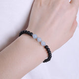 Men's Women Matte Black Onyx Aquamarine Sterling Silver Bracelet 925 Spacers & Clasp DiyNotion Handmade BR513