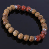 Men's Women Agarwood Jasper Stone Sterling Silver Bracelet 925 Spacer DiyNotion BR221