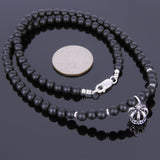 Men's Women Matte Black Onyx Sterling Silver Necklace Gemstone 925 Crown Pendant DiyNoion Handmade NK040