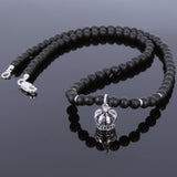 Men's Women Matte Black Onyx Sterling Silver Necklace Gemstone 925 Crown Pendant DiyNoion Handmade NK040