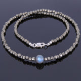 Men's Women Natural Pyrite Sterling Silver Necklace Gemstone 925 Beads Clasp DiyNoion Handmade NK041