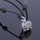 Men's Women Sterling Silver Necklace 925 Elephant Adjustable Wax Rope DiyNotion Handmade NK044