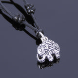 Men's Women Sterling Silver Necklace 925 Elephant Adjustable Wax Rope DiyNotion Handmade NK045