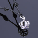Men's Women Sterling Silver Necklace 925 Crown Adjustable Wax Rope DiyNotion Handmade NK046