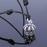 Men's Women Sterling Silver Necklace 925 Crown Adjustable Wax Rope DiyNotion Handmade NK046