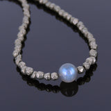 Men's Women Natural Pyrite Sterling Silver Necklace Gemstone 925 Beads Clasp DiyNoion Handmade NK041