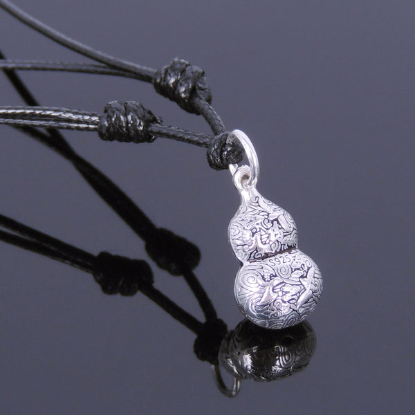 Men's Women Sterling Silver Necklace 925 Hulu Adjustable Wax Rope DiyNotion Handmade NK042