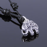 Men's Women Sterling Silver Necklace 925 Elephant Adjustable Wax Rope DiyNotion Handmade NK045