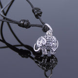 Men's Women Sterling Silver Necklace 925 Elephant Adjustable Wax Rope DiyNotion Handmade NK045