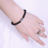Men's Women Matte Black Onyx Labradorite Sterling Silver Bracelet 925 Spacers DiyNotion Handmade BR515