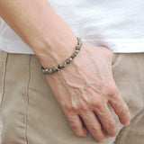 Men's Women Natural Pyrite Sterling Silver Bracelet 925 Clasp DiyNotion Handmade BR514