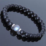 Men's Women Matte Black Onyx Labradorite Sterling Silver Bracelet 925 Spacers DiyNotion Handmade BR515