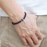 Men's Women Matte Black Onyx Lapis Sterling Silver Bracelet 925 Spacers DiyNotion Handmade BR516
