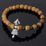 Men's Women Agarwood Sterling Silver Bracelet 925 Tibetan Prayer Instrument DiyNotion Handmade BR227